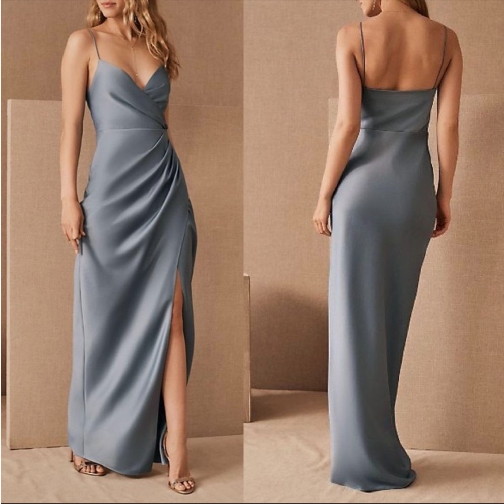 BHLDN Sachin & Babi Freya Satin Charmeuse Dress in Dusty Blue 4